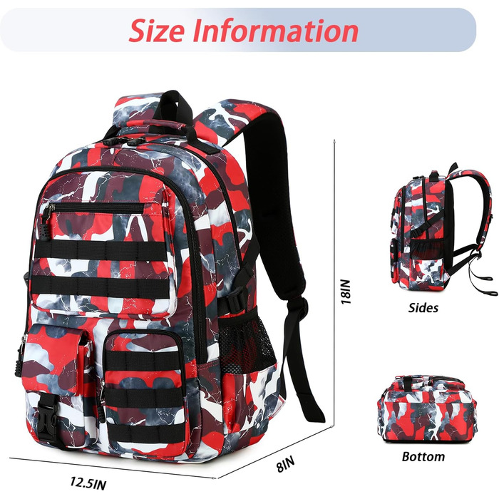 Шкільний рюкзак для хлопчика-підлітка, водонепроникний, червоний