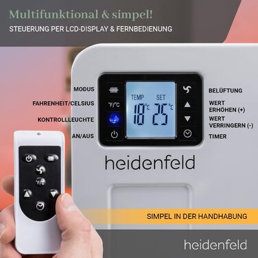 Електричний конвектор Heidenfeld EK100 | 3 роки гарантії, 2300 Вт, з пультом керування, для опалення до 40 м²