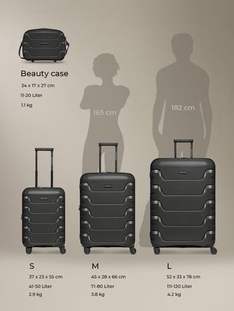 Чемодан тріумф SMARTBOX Hartschalen Check-in XL, 76 см, 111-120 л, розширюваний, з TSA-замком, з поліпропілену, 4 колеса, чорний