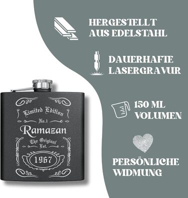 Персоналізований фляга з гравіюванням - подарунок на весілля та для чоловіків - фляга з нержавіючої сталі - подарунок для друга нареченого (Дизайн 2)