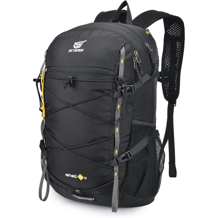 SKYSPER ISHELL 30 Foldable Backpack 30L Ultra-Light Daypack Packable Daypack Waterproof Hiking Backpack Travel Backpack for Camping Outdoor Hiking Traveling (Ishell30-black)