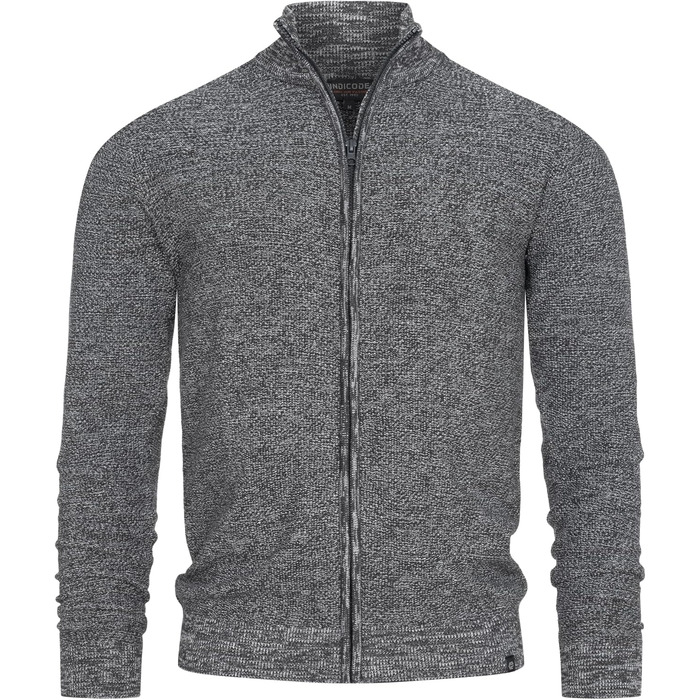 Чоловічий кардиган Indicode INWestmoon з коміром-стійкою | В'язаний кардиган з бавовняної суміші (L, Charcoal Mix)