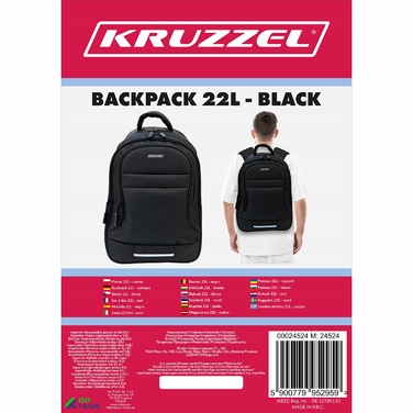 Шкільний рюкзак Kruzzel для підлітків, чорний, 22 л