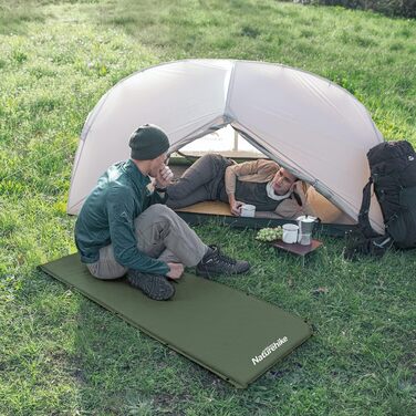 Naturehike Каремат для кемпінгу надувний, 6 см, сірий/зелений