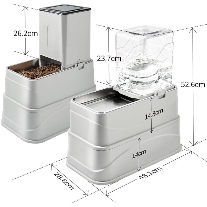 Автоматичний дозатор корму для собак 7L (2 шт.) з нержавіючою мискою, регульована висота, XXL, для великих собак та котів Maine Coon
