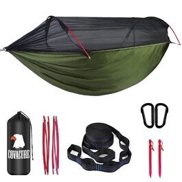 Гамак COVACURE вуличний з москітною сіткою для 2 осіб 270x140 см, вантажопідйомність 200 кг - легкий гамак для кемпінгу, саду, подорожей