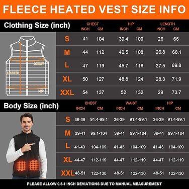 Тепла флісова жилетка для чоловіків з регулюванням 3 рівнів нагріву, 5 зон нагріву, чорна, XXL. Підходить для активного відпочинку: їзди на конях, катання на лижах, риболовлі. (Акумулятор не входить до комплекту)