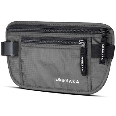 Чоловіча/жіноча поясна сумка на пояс з RFID захистом (водостійка) - поясний ремінь для безпеки в подорожах. Підходить для спорту, бігу та подорожей (сіра)