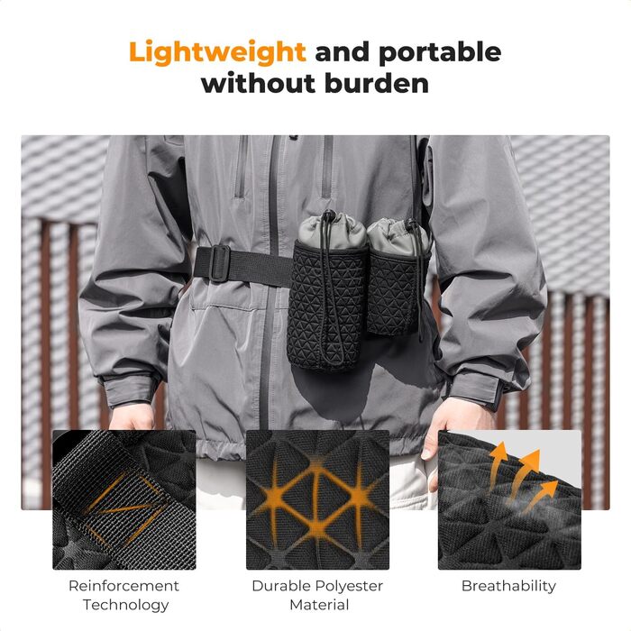 Чохол для об'єктива K&F Concept: 4 розміри, для Canon, Nikon, Sony, Fuji, Sigma, з шнурком