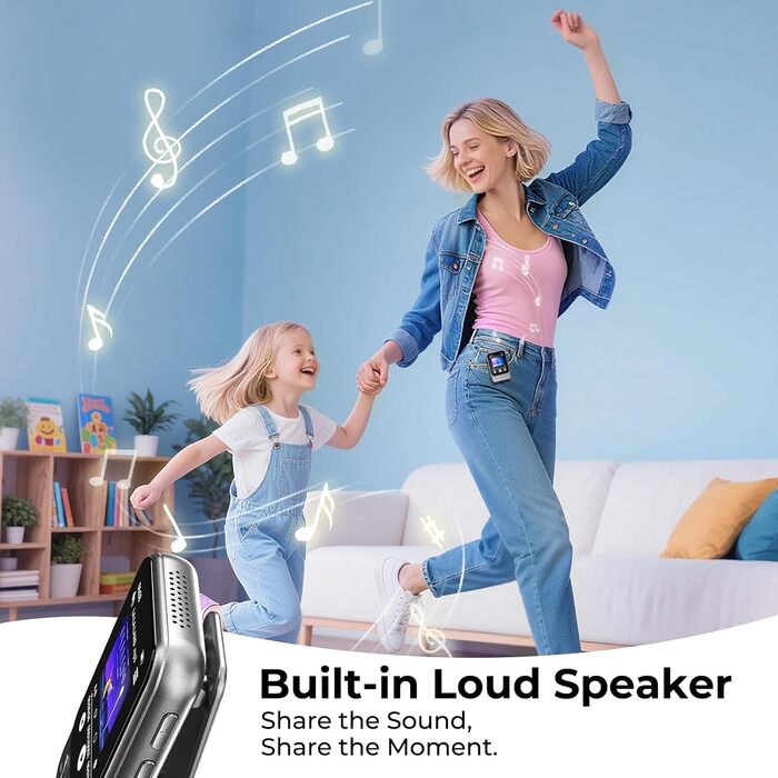 MP3-плеєр 64GB Bluetooth 5.3 з кліпсою та динаміком, спортивний музичний плеєр з сенсорним екраном та кнопками, регулятор гучності, FM-радіо, запис голосу, розширюється до 128GB, чорно-коричневий