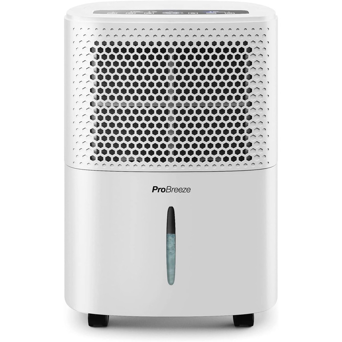 Pro Breeze Dehumidifier 12L in 24h Dehumidification Performance - Room Size approx. 120m³ (~20 m²) - with 3 Operating Modes, Digital Display, Drain Hose, Timer - Against Humidity, Mould White