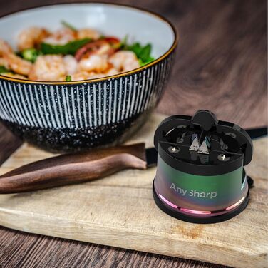 AnySharp Pro металевий точильник для ножів, безпечний, з присоскою PowerGrip, для кухонних ножів з твердого сталі та серрейтором, найкраща якість