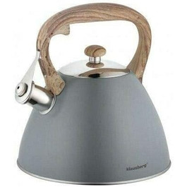 Свисток-чайник з нержавіючої сталі, 3 л, для індукційних, газових та електричних плит (Сірий)
