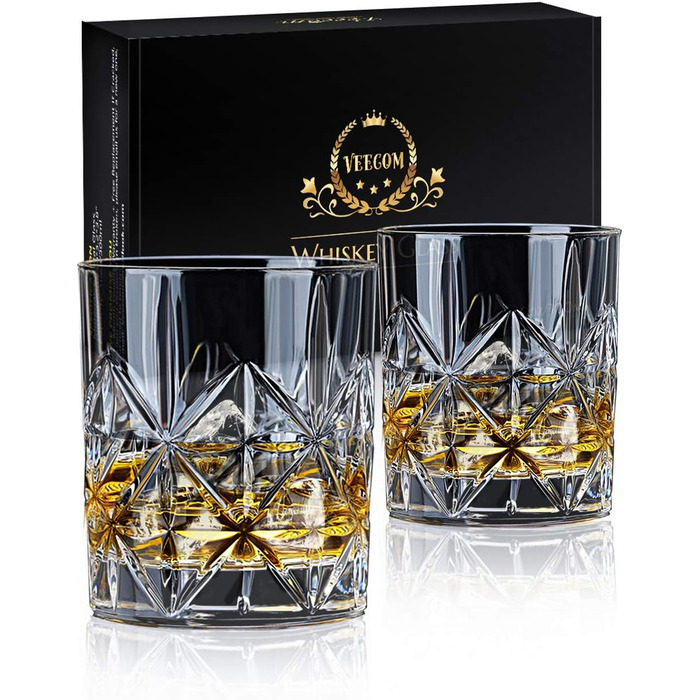Набір склянок для віскі Veecom, 315 мл (2 шт.) - Old Fashioned, Tumbler, для скотчу та коктейлів