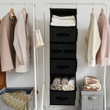 Органайзер для шафи GRANNY SAYS, підвісний, з шухлядами, 1 шт. – підвісне зберігання, полки, тканинний органайзер для спальні (чорний)