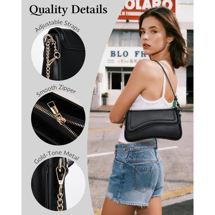 Жіноча сумка через плече, екошкіра, вінтажна Saddle Bag з 2 знімними ремінцями (Чорна, м'яка)
