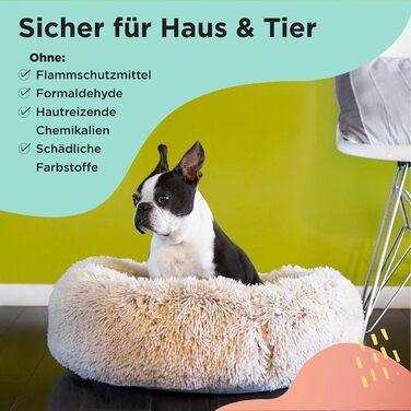 Круглий лежак для котів та собак Best Friends by Sheri - заспокійливий, машинного прання, бежевий, 58x58 см