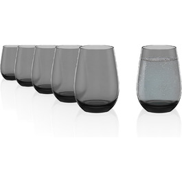 Stölzle Lausitz ELEMENTS Glasses 465ml Smoke Grey I Drinking Glasses 6-Piece Set I Dishwasher-Safe Glass Set I High Impact Resistance I Universal Glasses for Water, Juice, and Whisky