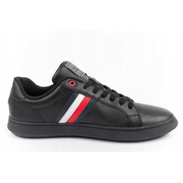 Оригінальні шкіряні кросівки Tommy Hilfiger на шнурівці, чорні, розмір 44