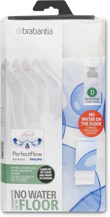 Чохол для гладильної дошки Brabantia PerfectFlow Bubbles 135x45 см - 3-шаровий, для кращого проходження пари та поглинання конденсату