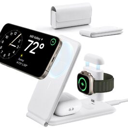 Зарядний станція ESR 3-в-1 для Apple Watch та iPhone з MagSafe, складана, сумісна з iPhone 17/16/15/14/13/12, Apple Watch 9/8/7/SE, AirPods Pro/3/2