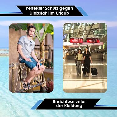 Поясна сумка для чоловіків та жінок - ЕКСТРА ПЛАСКА - для телефонів до 7 дюймів - ідеальна для спорту, подорожей та бігу. Чорна, стильна