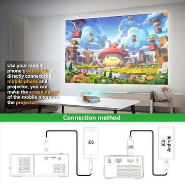Міні-проектор YG300Pro: портативний LED-проектор для мультфільмів, дитячий подарунок, кінотеатр для дому, підтримка дзеркального відображення з кабелю
