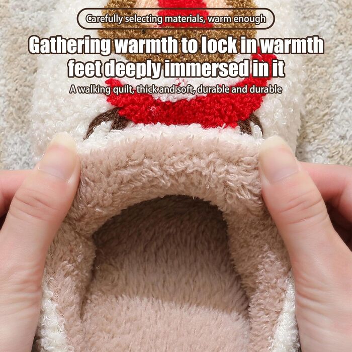 Тапочки жіночі плюшеві з малюнком оленя, теплі, антиковзні, 40/41 EU