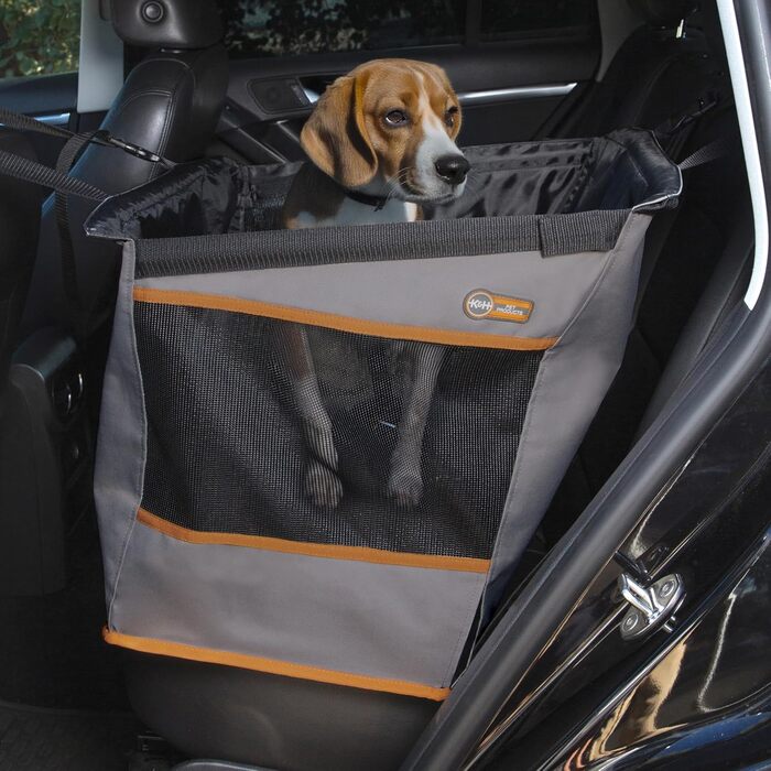Автомобільний автокрісло для собак K&H Pet Products Buckle N' Go, сірий, середній, 53 x 33 x 48 см, водонепроникний, з ременями безпеки