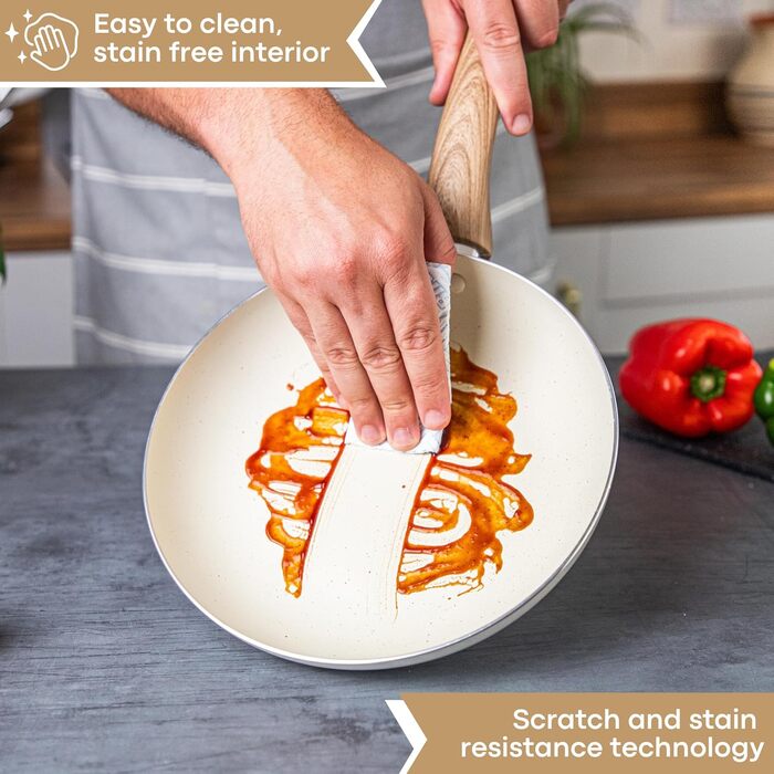 Non-stick cookware set - Induction cooktop cookware set - 5-piece kitchen cookware with lids - Cooking cream granite pot pots and pans - from Nuovva