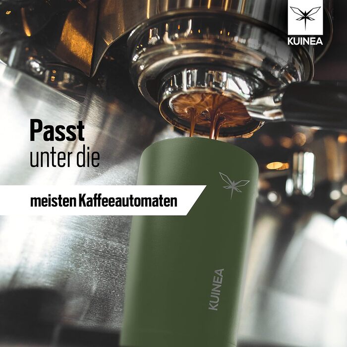 Термокружка для кави KUINEA To Go 350 мл, нержавіюча сталь, 6 годин тепла, з гігієнічним клапаном, без BPA, зелена