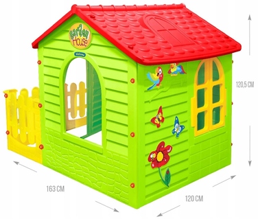Дитячий ігровий будиночок Mochtoys з гіркою, пісочницею та огорожею, 180 см