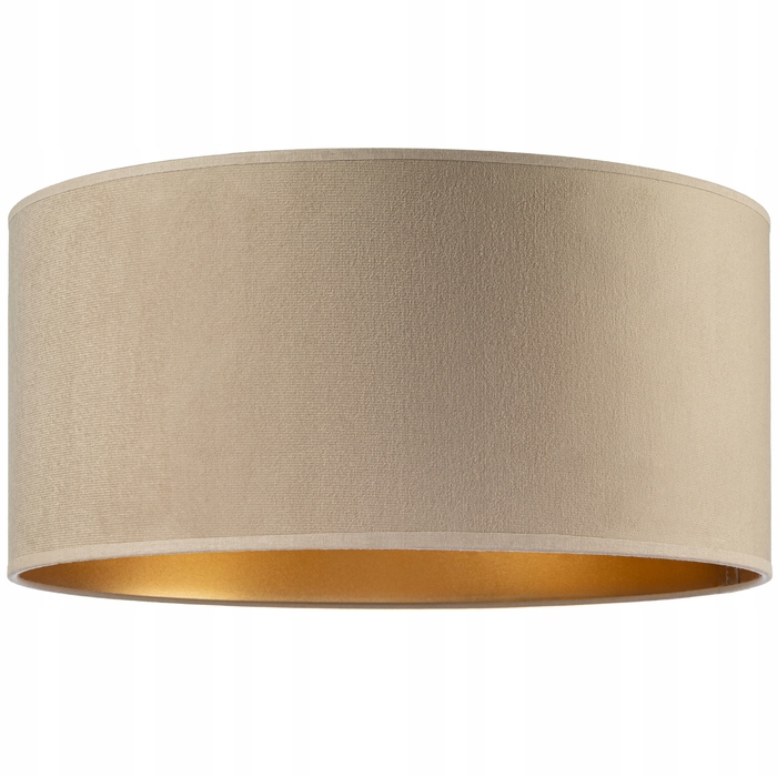 Підлогова торшерна лампа на дерев'яному тринозі (горіх) з велюровим абажуром бежево-золотистого кольору