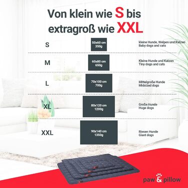 Килимок для собак Paw & Pillow: автомобільний, для дому та вулиці, стійкий до подряпин та прання до 95°C, розмір L (70x100 см), сірий, Made in Germany