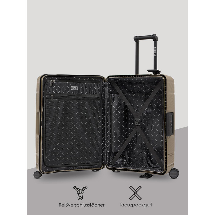 Набір валіз REDOLZ 3 шт. з жорстким корпусом | Система 3-х точкового замикання | З високоякісного поліпропілену | 4 подвійні колеса & TSA-замок | Для жінок та чоловіків (Essentials 15) (Колір: Бежевий, Розмір: M (65 см))