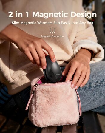 Електричні грілки для рук OCOOPA 2 шт., стильні, у формі діаманта з магнітом, акумуляторні, багаторазові, для жінок, подарунок на Різдво, для синдрому Рейно, піших прогулянок, кемпінгу, UT4 Rare (чорний)