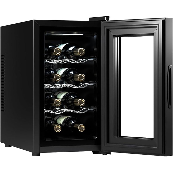 Cecotec Bolero Grandsommelier 830 Coolcrystal 8-Bottle Wine Refrigerator - Thermoelectric Cooling, Adjustable Temperature (8-18°C), Touch Control, LED Interior, Eco-Friendly Gas