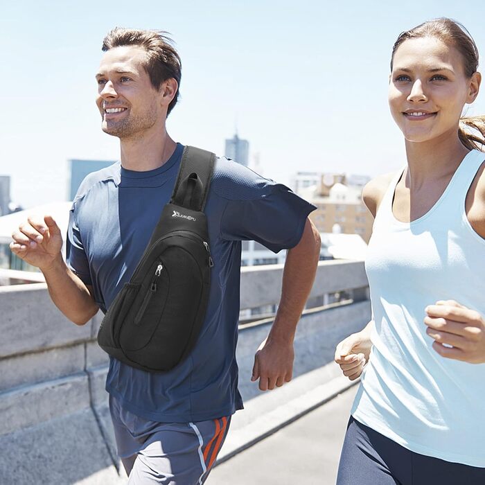 Чоловіча нагрудна сумка Sciphylia Sling Bag – рюкзак через плече, антикрадіжка, для подорожей, спорту та активного відпочинку, чорний