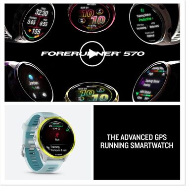 Garmin Forerunner 570: GPS-годинник для бігу та триатлону з AMOLED-дисплеєм, 47 мм, сірий, Al, функції тренувань та відновлення