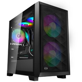 Корпус PCCOOLER C3T500 ARGB Tower ATX з 6 вентиляторами ARGB, сумісний з RTX 40 Series, подвійні скляні панелі, безрамна конструкція (Чорний)