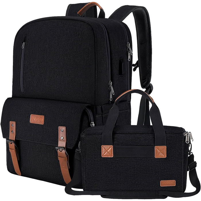 MOSISO Рюкзак для камери 17.3 дюйма, DSLR/SLR/Беззеркальна камера, відділення для ноутбука, вбудована фотосумка, USB-порт для зарядки, дощовик, сумісний з Canon/Nikon/Sony, чорний