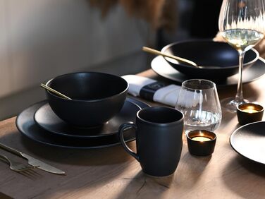 CreaTable Серія SOFT TOUCH BLACK: 20-Piece Geschirrset з порцеляни, для посудомийної машини та мікрохвильової печі, виготовлено в Португалії