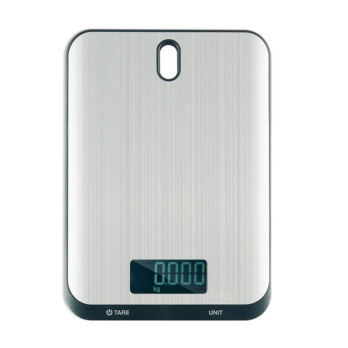 Кухонні ваги QL: цифрові, до 10 кг, з нержавіючої сталі, LCD дисплеєм та функцією тарування. Ідеальні для випічки та приготування їжі. Чорний колір.