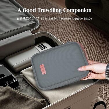 Органайзер для кабелів WIWU з ручкою, велика місткість, для аксесуарів електроніки, переносний, для подорожей, офісу, школи, зарядних пристроїв, кабелів, повербанків, жорстких дисків (сірий)