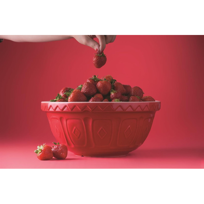 Mason Cash Steingut Mixing Bowl 26 cm, Red, 2.7 L, Dough Bowl for Bread Dough, Cake Dough or Pizza Dough, made of high-quality, chip-resistant stoneware, large dough bowl