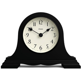 JONES CLOCKS® Speakeasy Table Clock | Classic Napoleon Hat Design | Black | Contemporary classic style for desk, table, shelf, or nightstand
