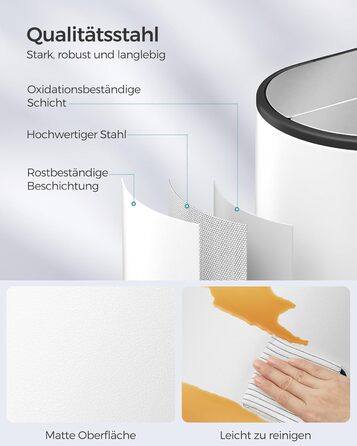 Сміттєве відро SONGMICS для кухні з сортувальником, 30 л + 20 л, 2 відділення, з педаллю, білий + металік срібло