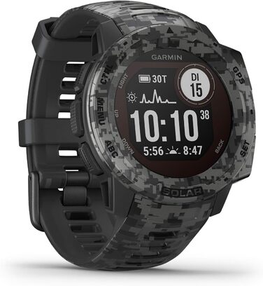 Garmin Instinct - водонепроникний GPS-годинник зі спортивними та фітнес-функціями. Вимірювання частоти серцевих скорочень на зап'ясті, фітнес-трекер та сповіщення зі смартфона. Різноманітні моделі (Instinct Solar Camo, Шкіряно-сірий)