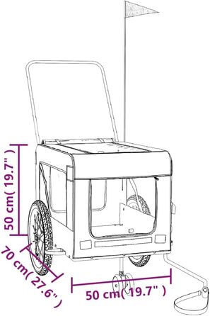 Причіп для велосипеда для собак vidaXL, 123 x 63 x 66 см, блакитний