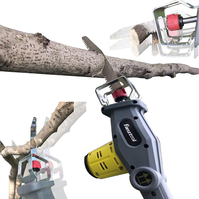 Акумуляторний телескопічний висоторіз FANZTOOL Blade-Tec з шабельною та ручною пилкою, довжина полотна 210 мм, до 4,7 м, легкий 1,5 кг, з акумулятором 20В